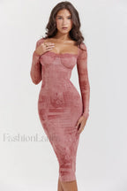 Seraphina Pink Stylish Printed Belted Dress
