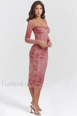 Seraphina Pink Stylish Printed Belted Dress