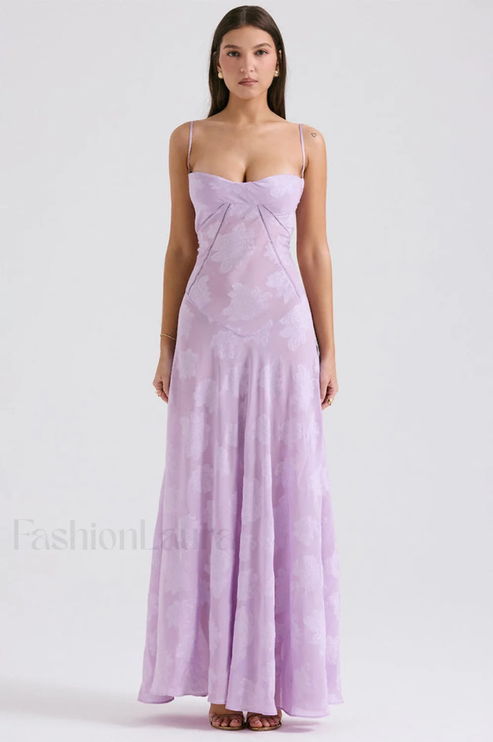 Serena Retro Purple Charming Printed Maxi Dress S / Purple