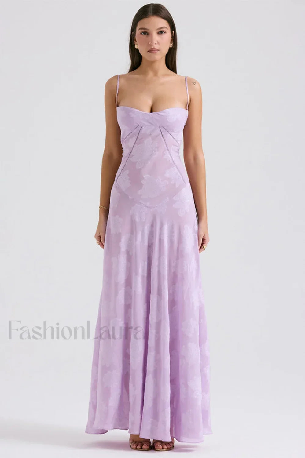 Serena Retro Purple Charming Printed Maxi Dress S / Purple Main image