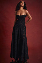 Serena Vintage Black Charming Printed Maxi Dress Party Dresses L