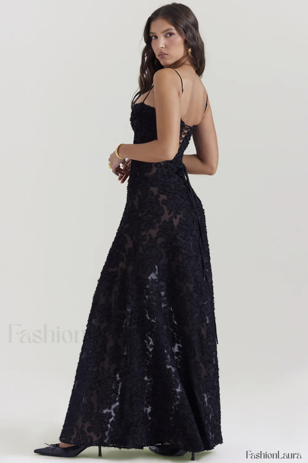 Serena Vintage Black Charming Printed Maxi Dress Party Dresses L