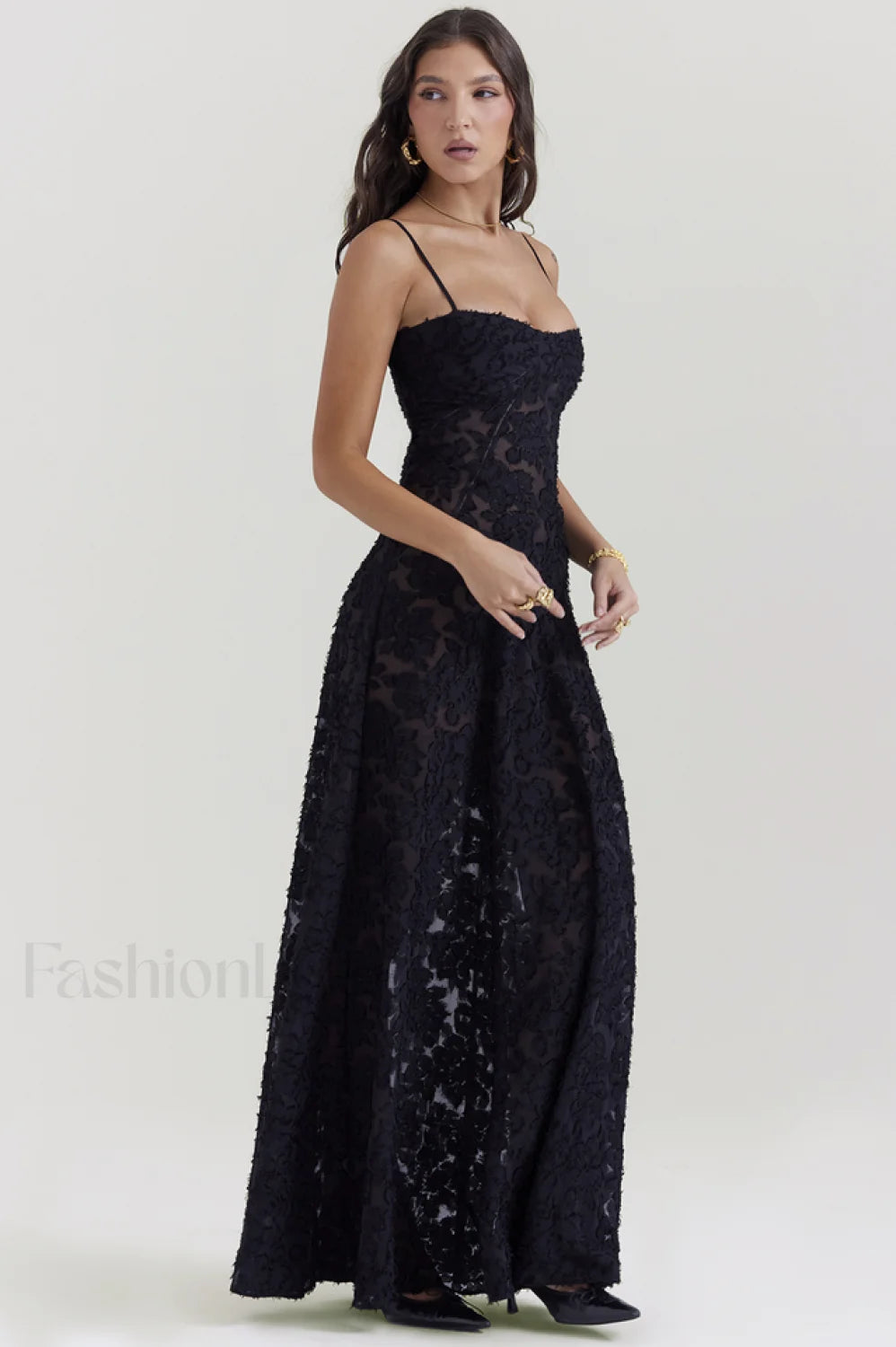 Serena Vintage Black Charming Printed Maxi Dress Party Dresses L