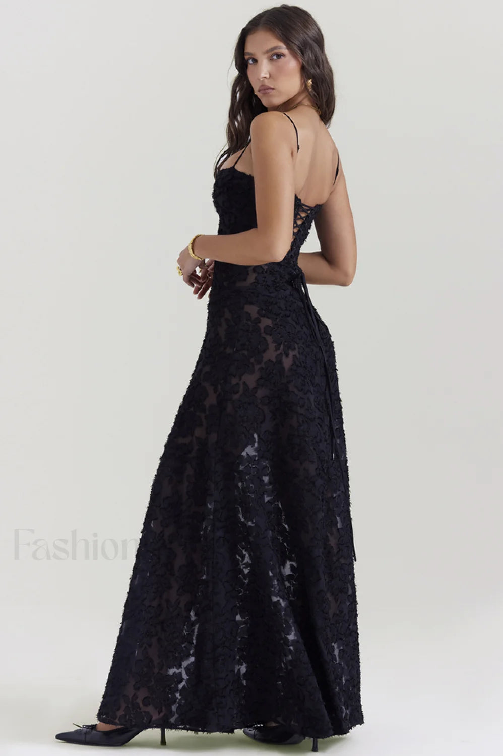 Serena Vintage Black Charming Printed Maxi Dress Party Dresses L