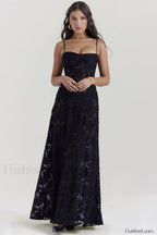 Serena Vintage Black Charming Printed Maxi Dress XS / Black Party Dresses L