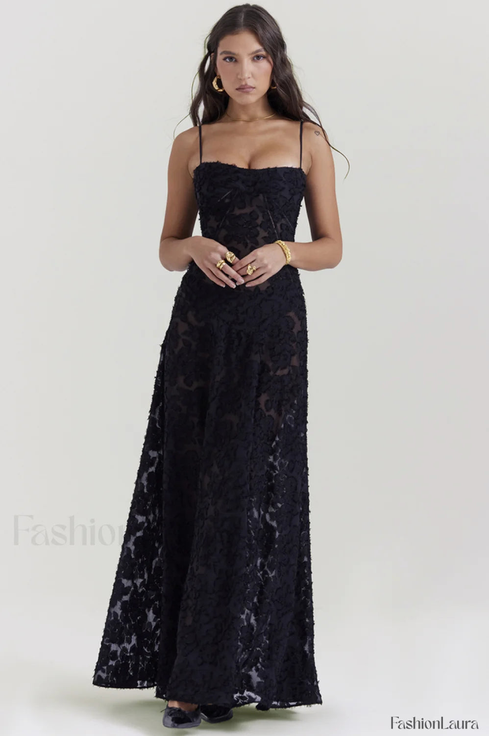 Serena Vintage Black Charming Printed Maxi Dress XS / Black Party Dresses L