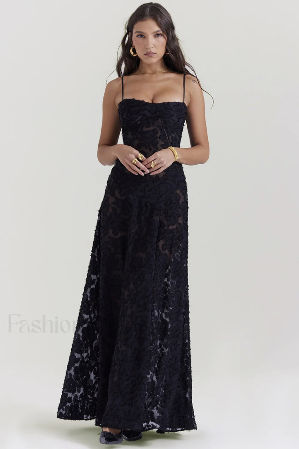 Serena Vintage Black Charming Printed Maxi Dress Secondary image