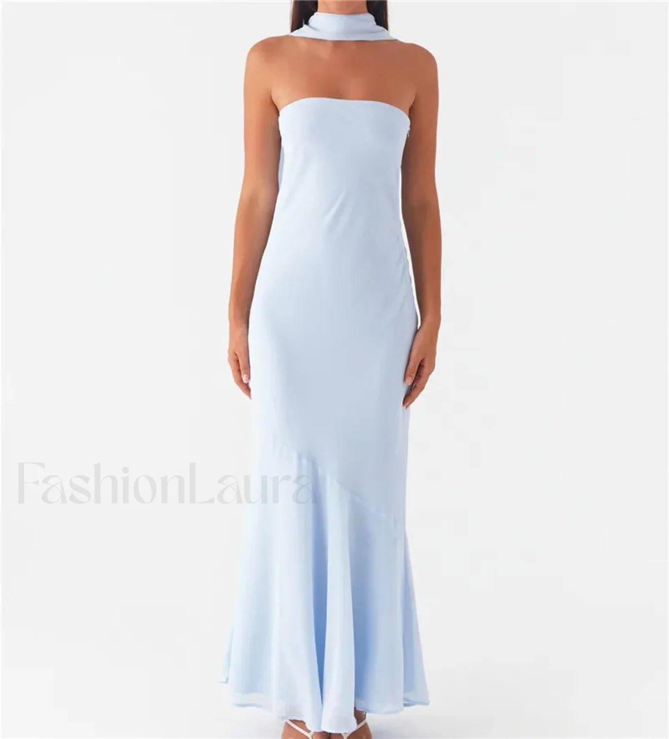 Sexy Backless Mesh Floral Dress blue / S