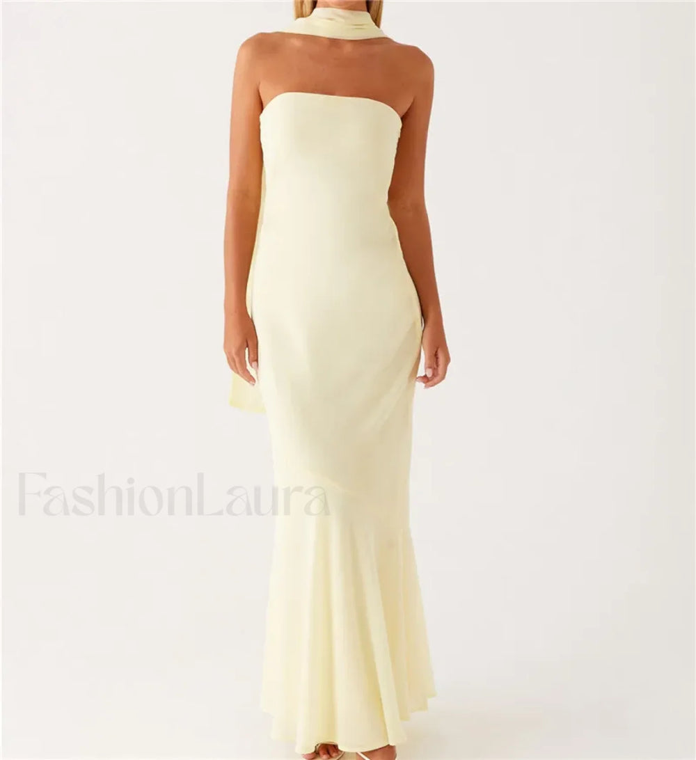 Sexy Backless Mesh Floral Dress yellow / S