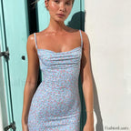Sexy Floral Print Spaghetti Strap Backless Bodycon Floral Dress