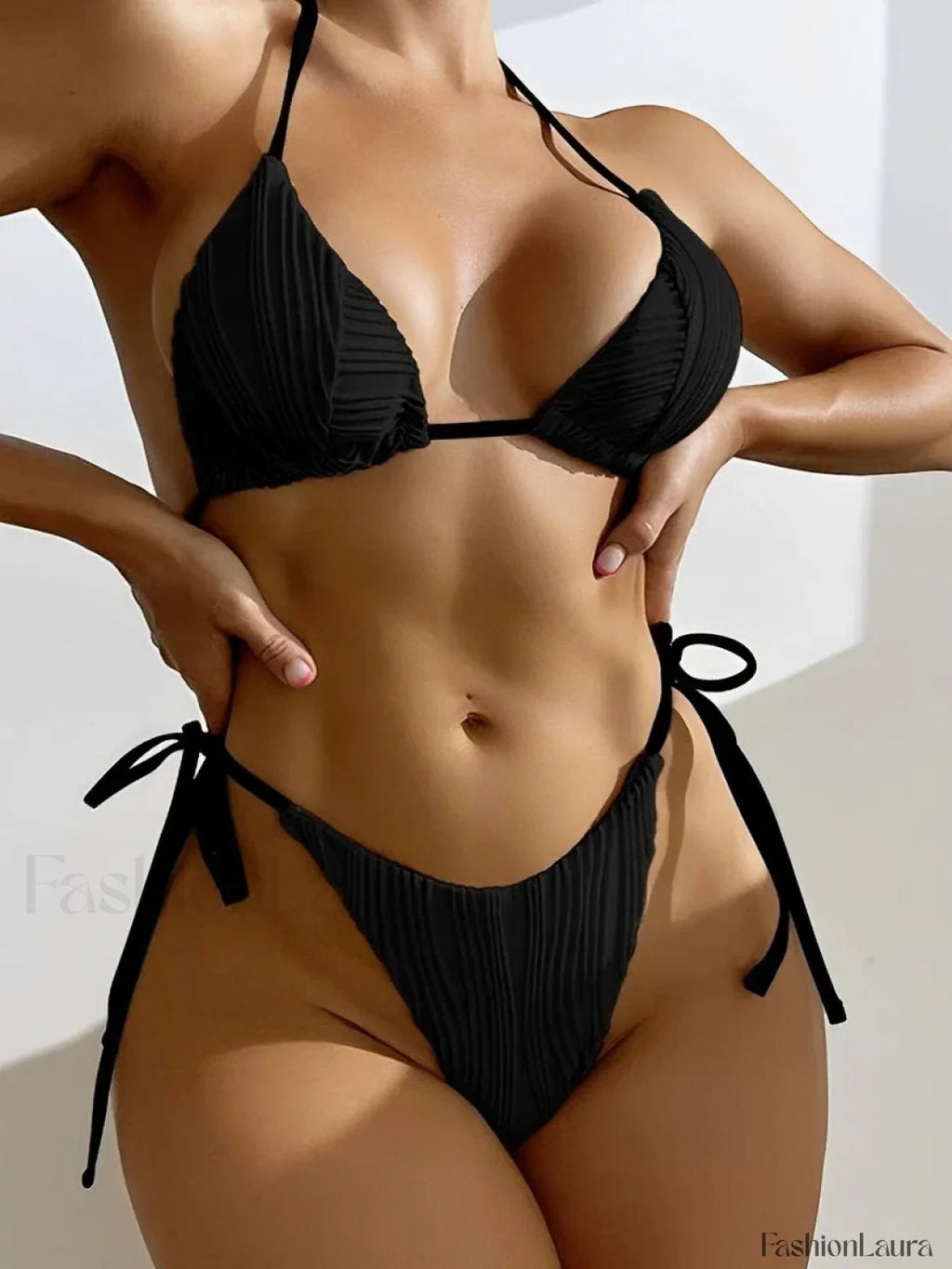 Sexy Halter String Bikini Set Black / S