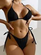 Sexy Halter String Bikini Set Black / S