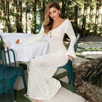 Sexy Knitted Hollow Crochet Beach Maxi Cover Up