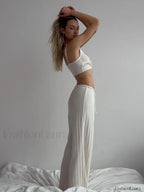 Sexy Pajama Crop Nightwear Two Piece Set