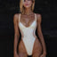 Sexy Patchwork Panelled One Piece WHITE / S