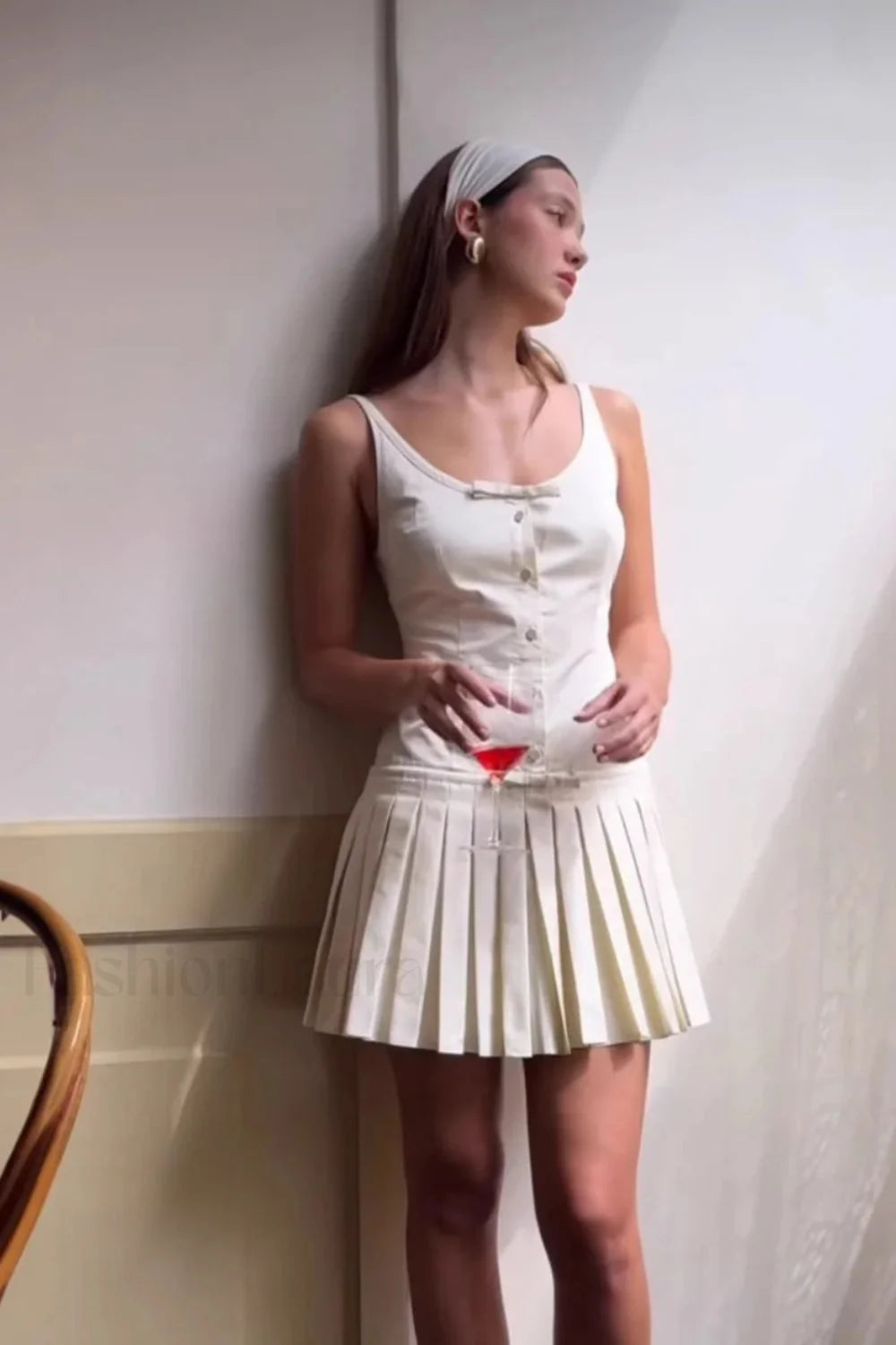Sexy Pleated Waist Slim Strappy Mini Dress Secondary image