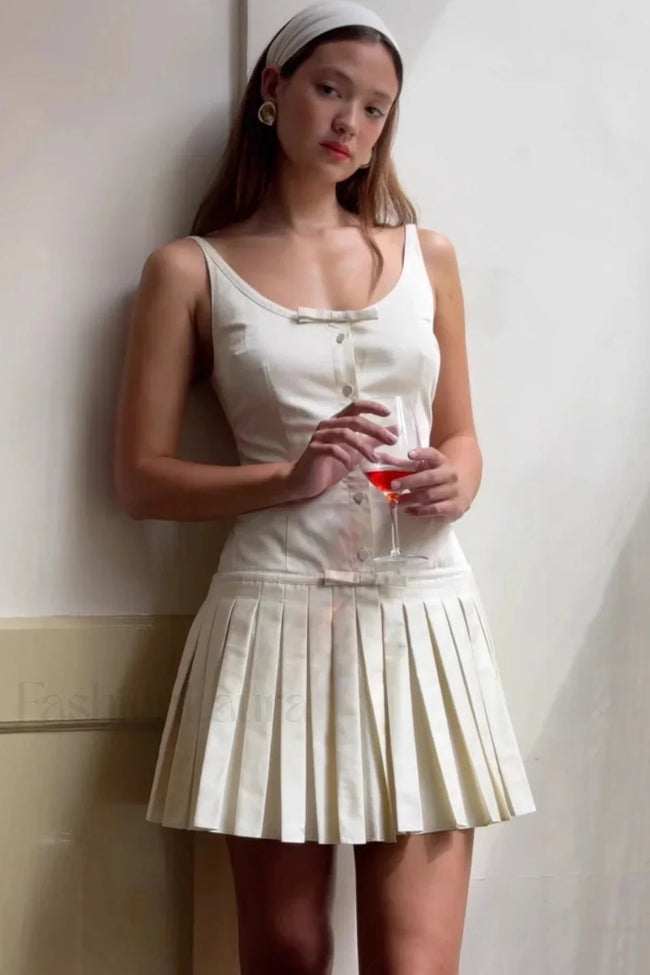 Sexy Pleated Waist Slim Strappy Mini Dress Main image