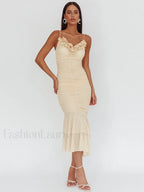 Sexy Rose V Neck Floral Dress APRICOT / S