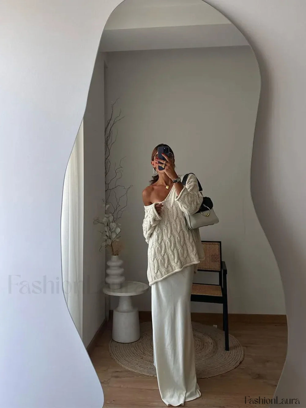 Sexy Solid Off Shoulder Deep V Neck Knitted Long Sleeve Women’s Pullover Sweater Sweaters L