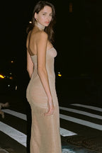 Sexy Strapless Sequin Maxi Dress