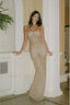 Sexy Strapless Sequin Maxi Dress Apricot / S