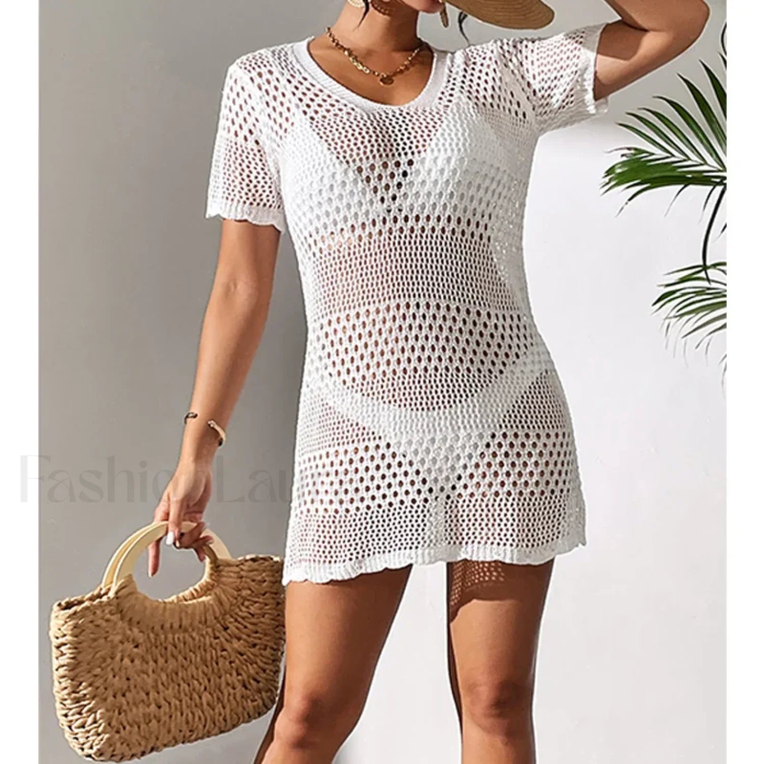 Sexy V Neck Hollow Knit Cover Up