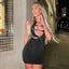 Versatile Glove Open Back Cutout Party Mini Dress Black S / Black Party Dresses