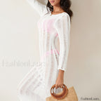Sheer Backless Knit Mini Cover Up