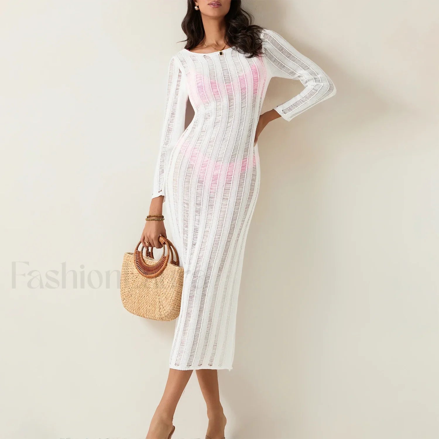 Sheer Backless Knit Mini Cover Up Main image