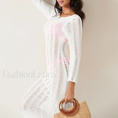 Sheer Backless Knit Mini Cover Up