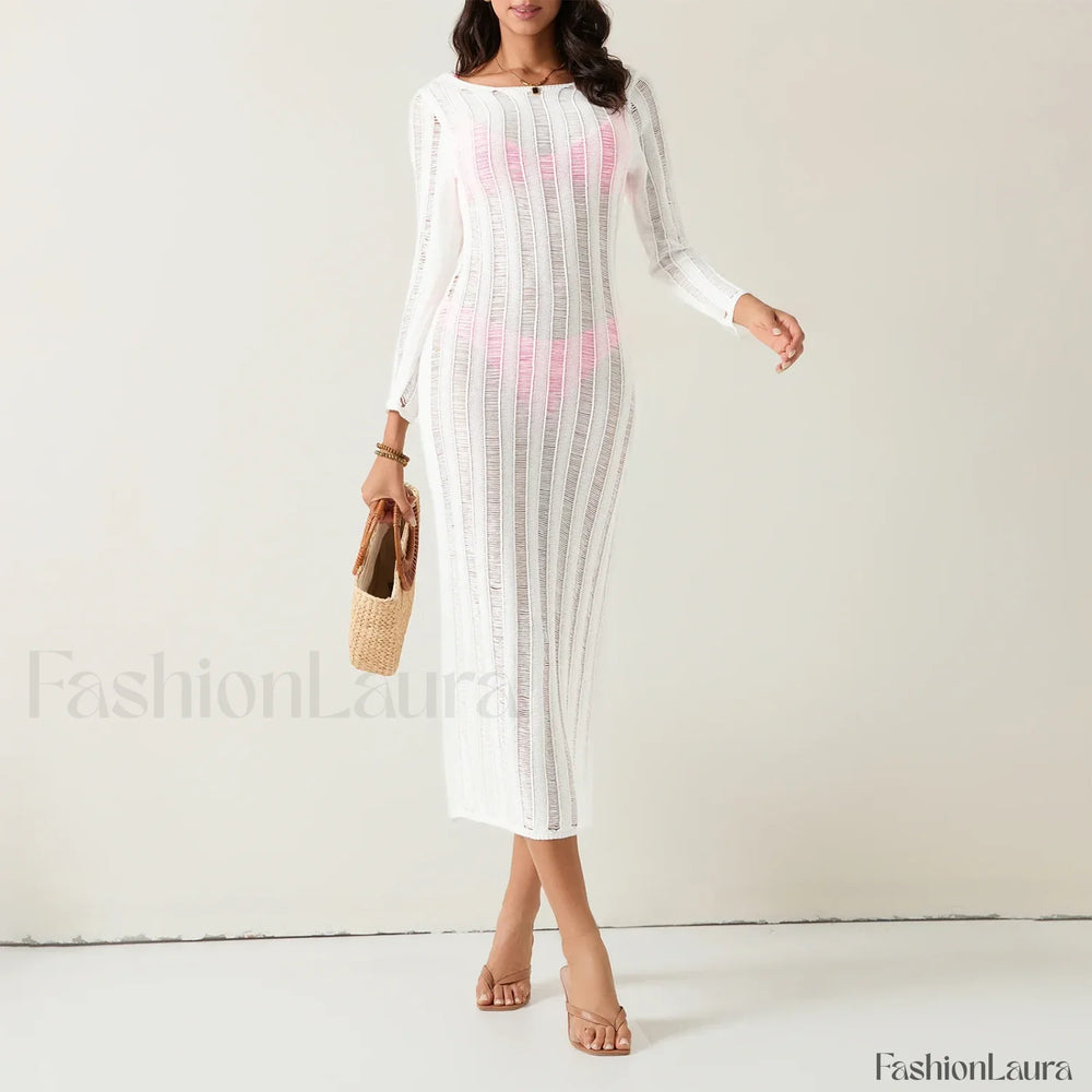 Sheer Backless Knit Mini Cover Up