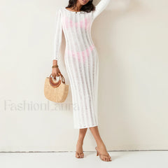 Sheer Backless Knit Mini Cover Up WHITE / S