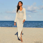 Sheer Batwing Beach Shirt Cover Up WHITE / One Size