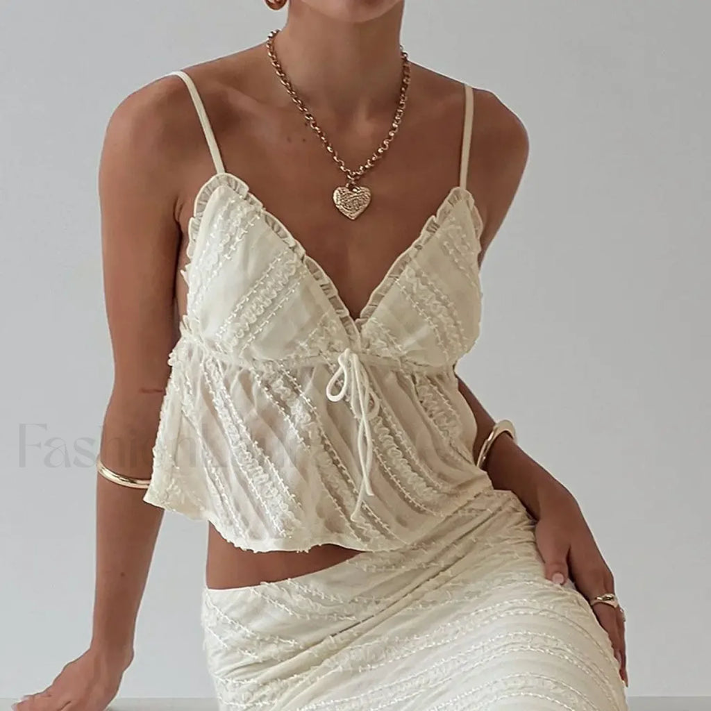 Sheer Beach Bow Tie Crop Top