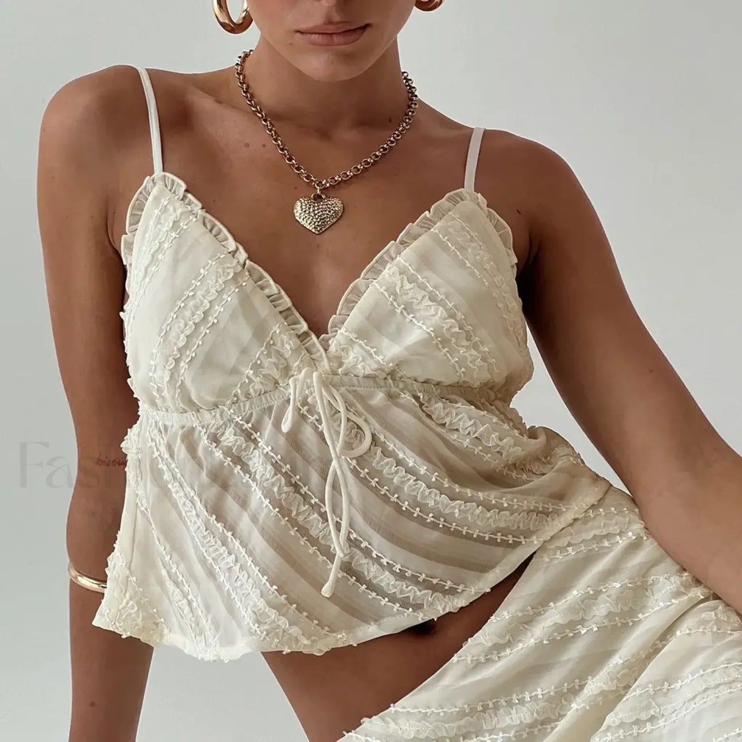 Sheer Beach Bow Tie Crop Top Main image