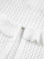 Sheer Crochet Eyelet Fly Away Cardigan Cardigans