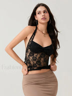 Sheer Floral Halter Crop Top
