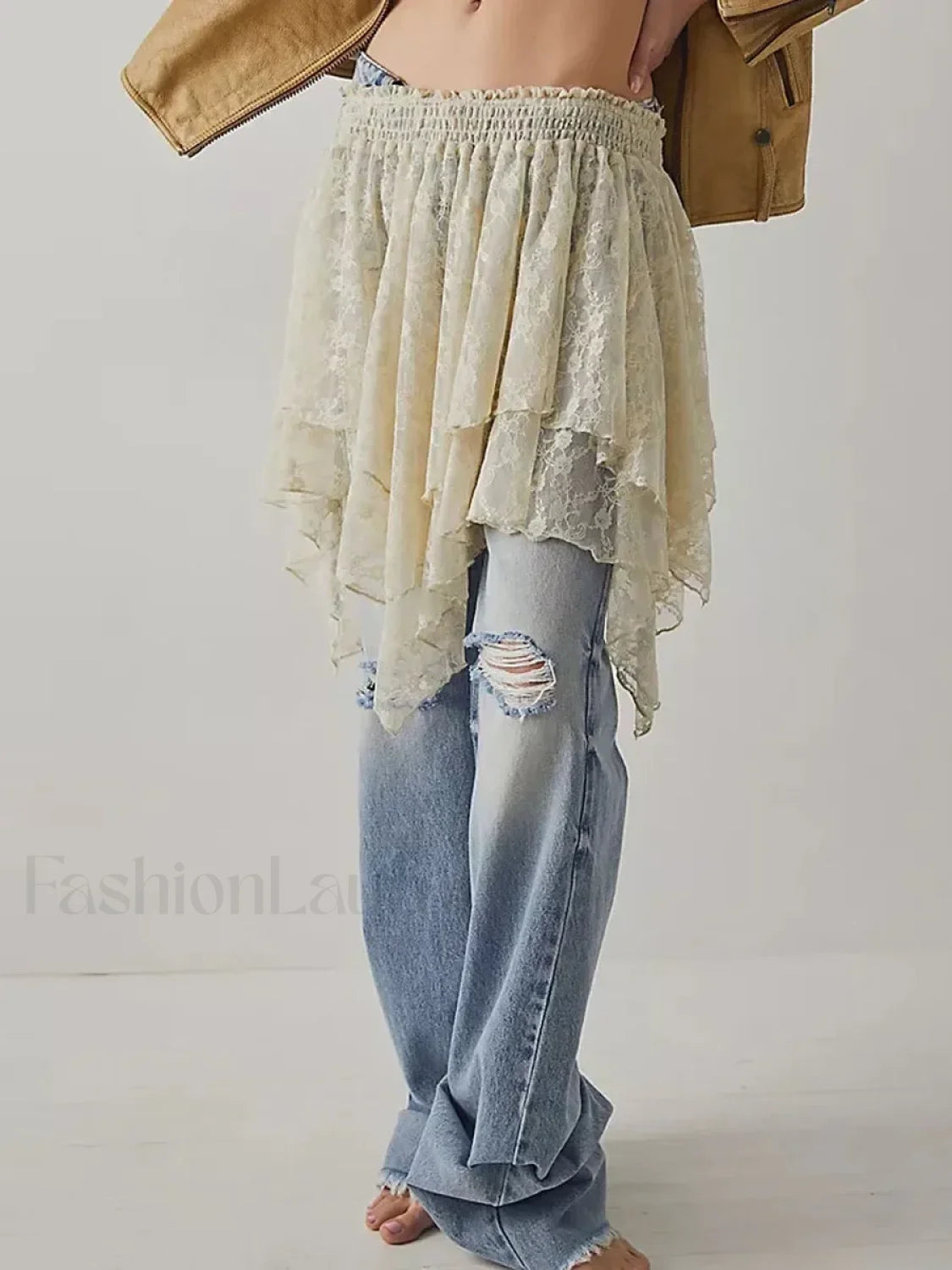 Sheer Floral Lace Mini Skirt Secondary image