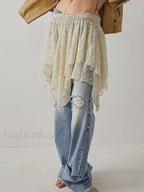 Sheer Floral Lace Mini Skirt
