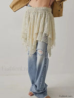 Sheer Floral Lace Mini Skirt