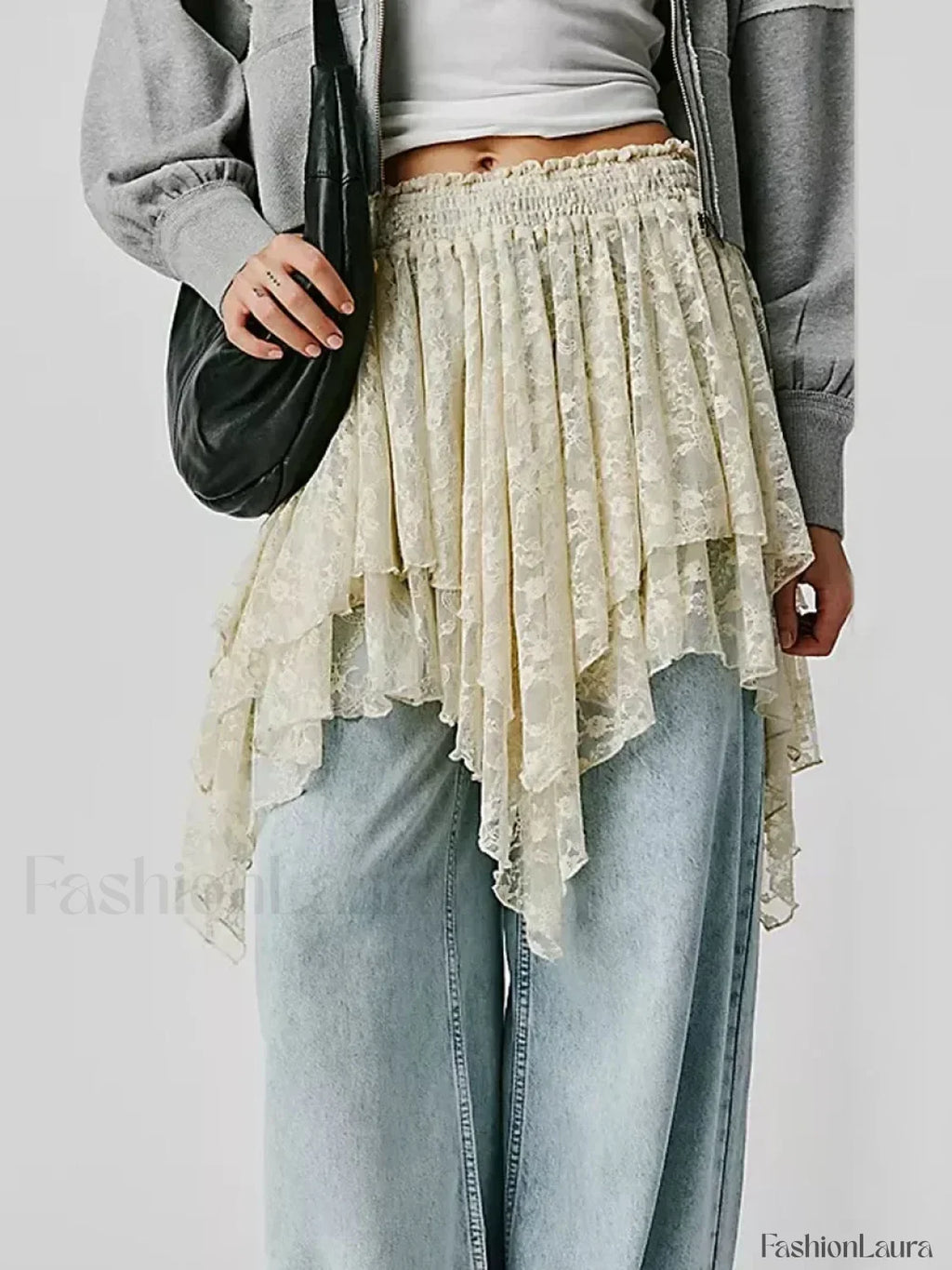 Sheer Floral Lace Mini Skirt