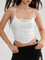 Sheer Lace Bustier Crop Top WHITE / S