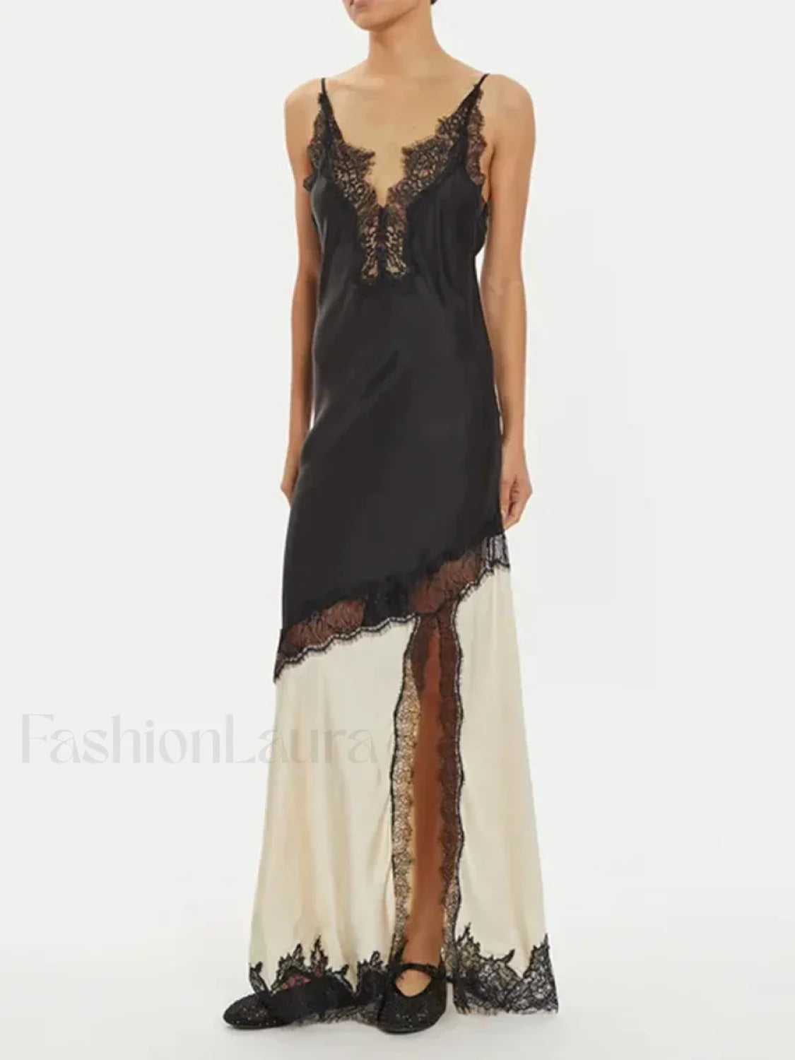 Sheer Lace Colorblock Maxi Dress Main image