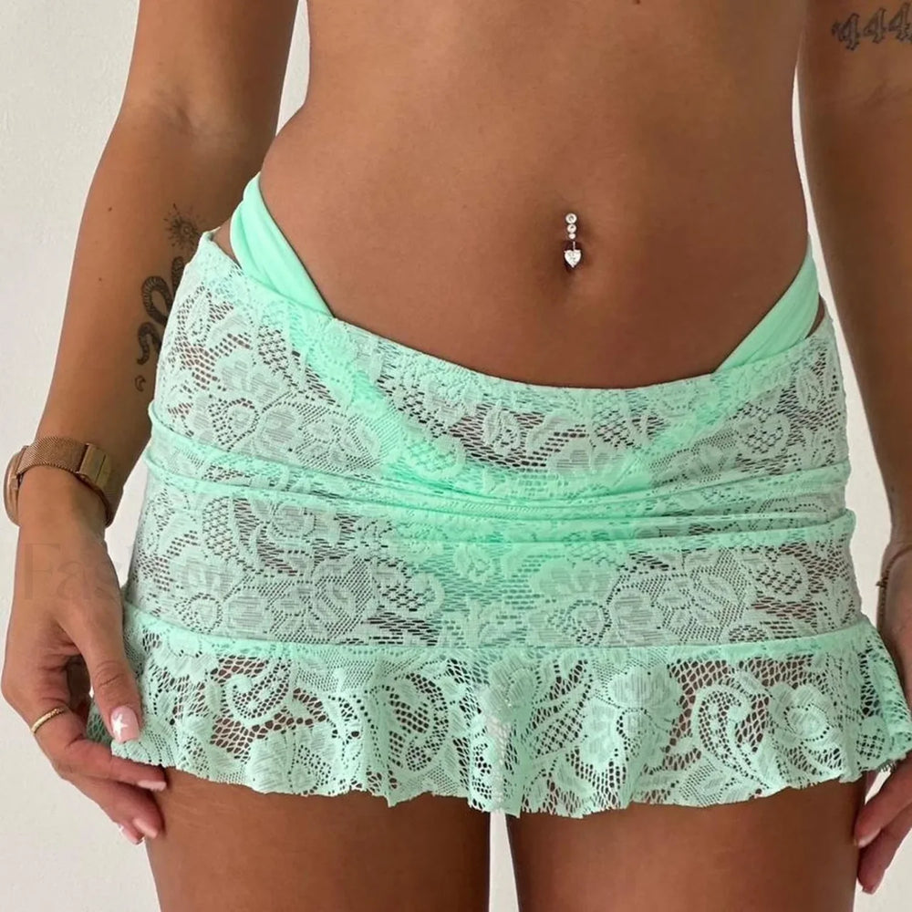 Sheer Lace Mermaid Skirt Green / S