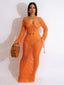 Sheer Long Sleeve Tunic Cover Up Orange / S