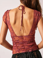 Sheer Mesh Backless Floral Lace Slim Fit Aesthetic Crop Top