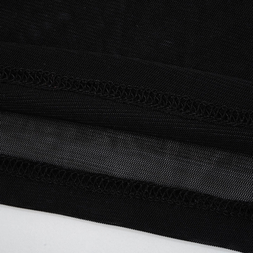 Sheer Mesh Underwire Sleeveless Bodycon Club Mini Dress Black Party Dresses