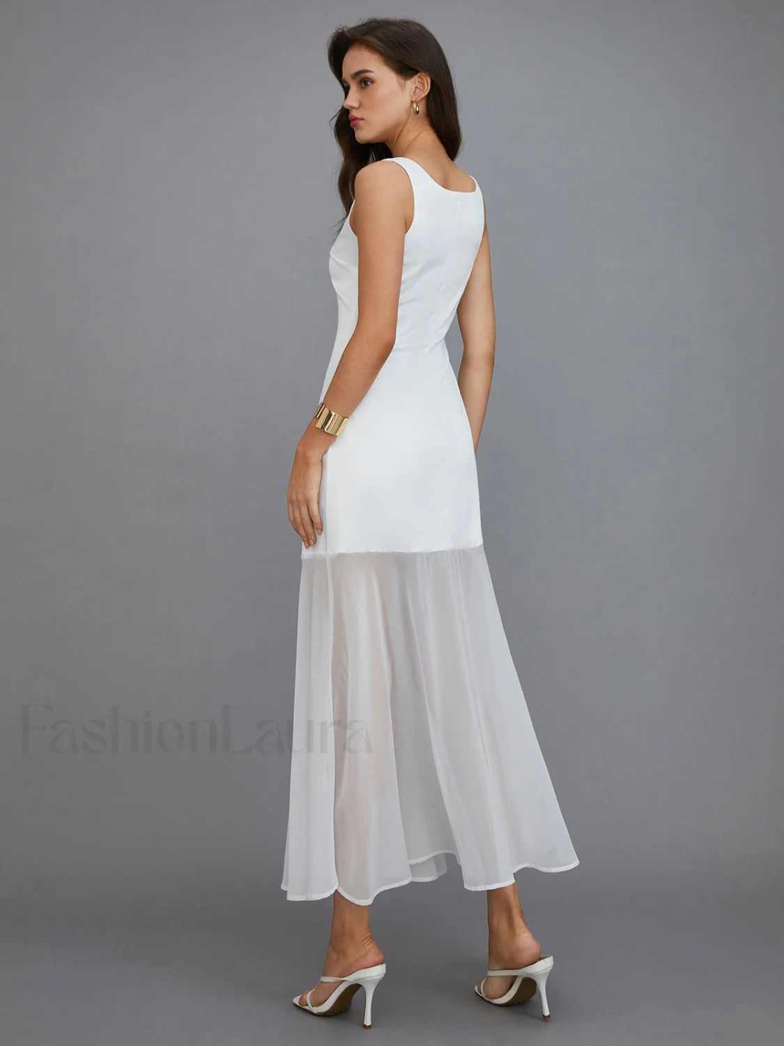 Sheer Overlay Long Dress Dresses