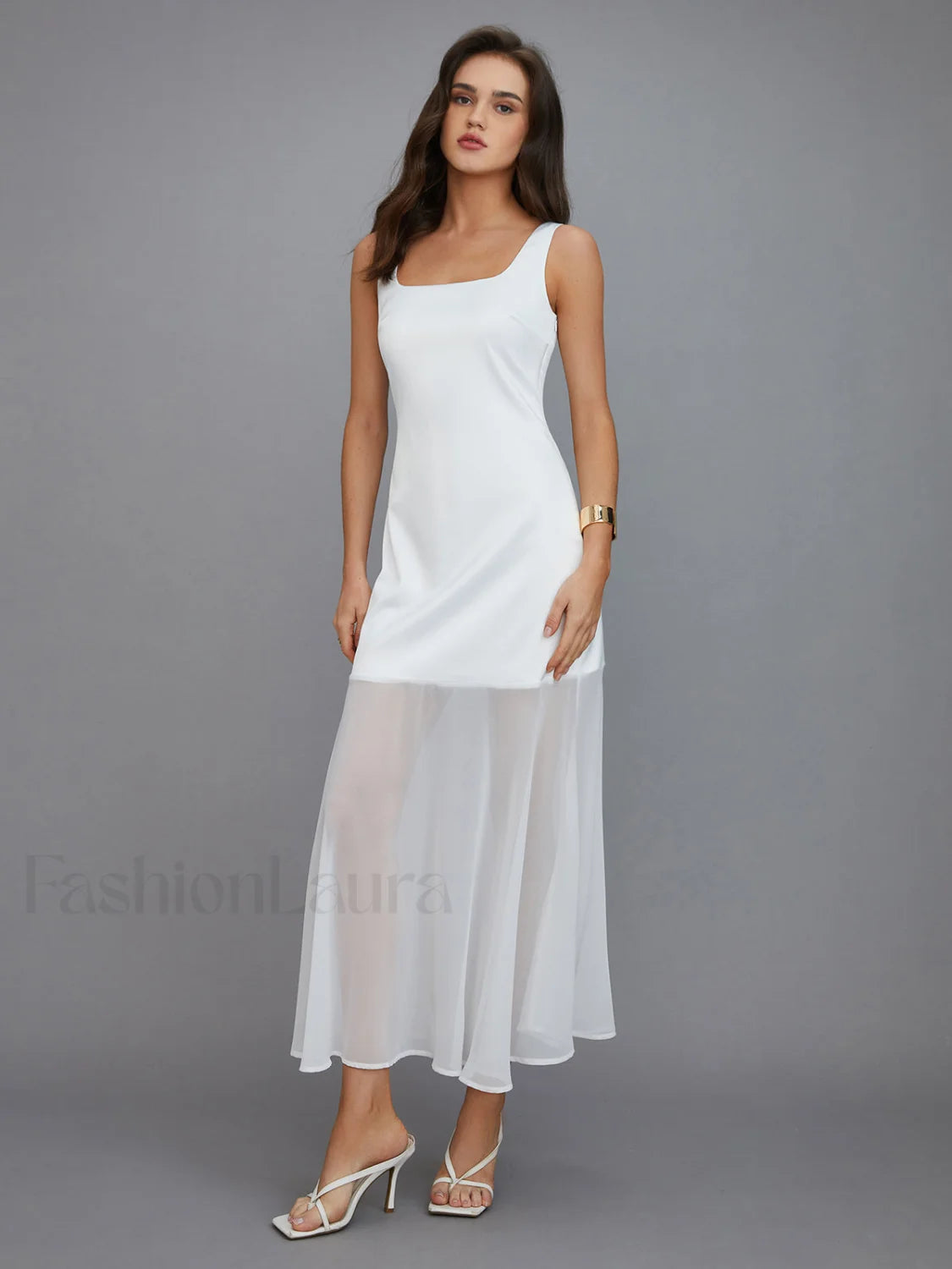 Sheer Overlay Long Dress Dresses