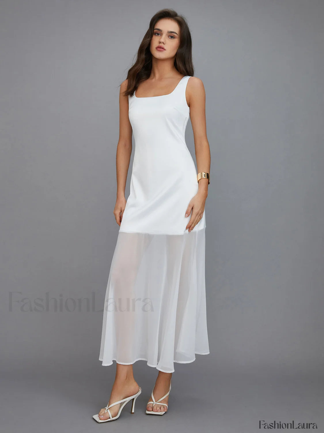 Sheer Overlay Long Dress Dresses